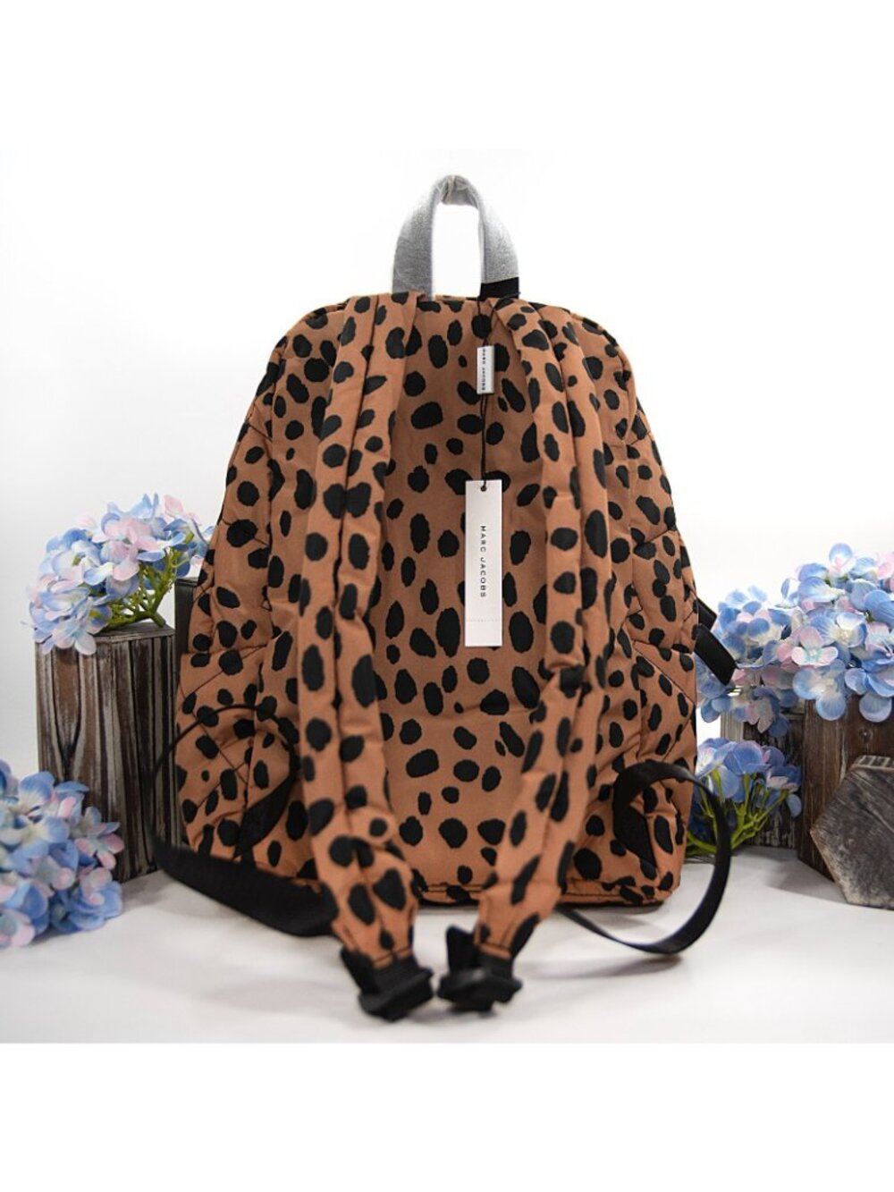 Marc Jacobs Preppy Nylon Quilted Leopard Large Backpack Bag NWT - Picture 4 of 7